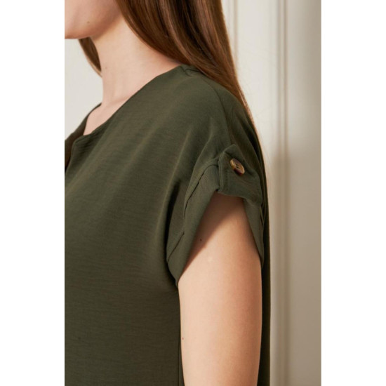 Pasaklı Giyim Kadın Apoletli Elbise Haki