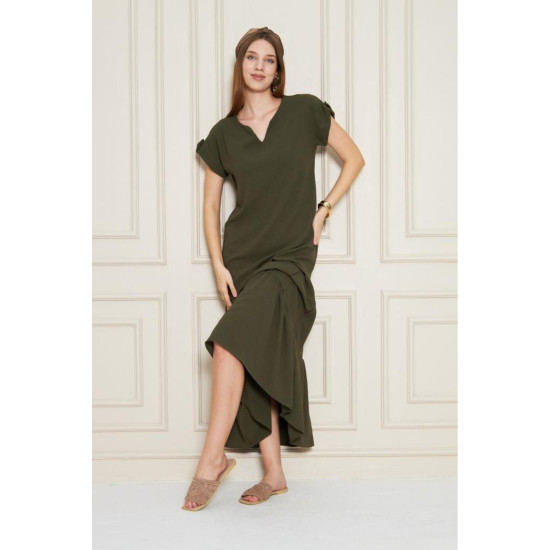 Pasaklı Giyim Kadın Apoletli Elbise Haki