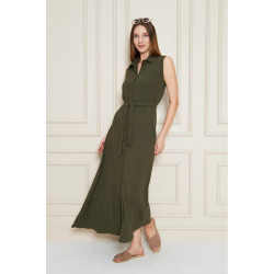 Pasaklı Giyim Giy Çık Kolsuz Uzun Gömlek Elbise 3762385 Haki