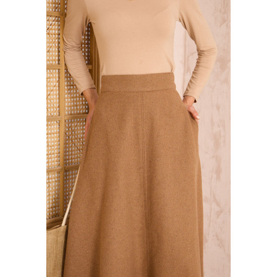 Pasaklı Giyim Kadın Kiloş Kaşe Etek Kahve
