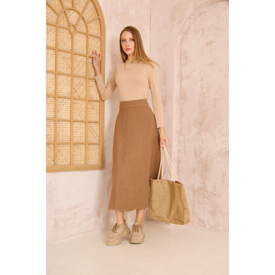 Pasaklı Giyim Kadın Kiloş Kaşe Etek Kahve