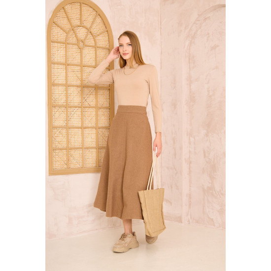 Pasaklı Giyim Kadın Kiloş Kaşe Etek Kahve