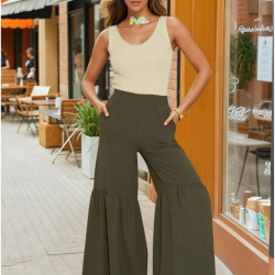 Pasaklı Giyim Kadın Paçası Büzgülü Pantolon 3763330 Haki