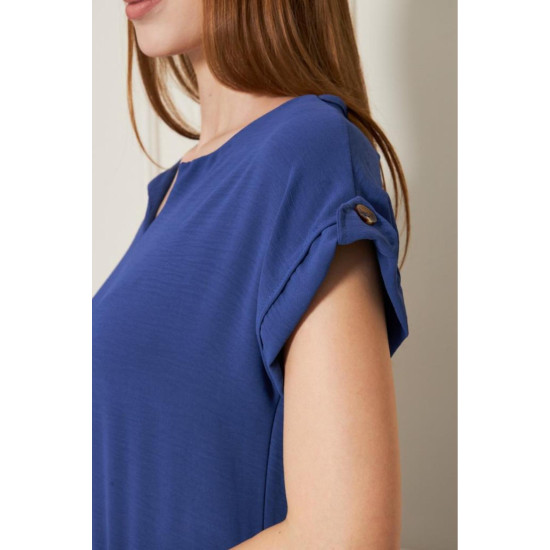 Pasaklı Giyim Kadın Apoletli Elbise İndigo