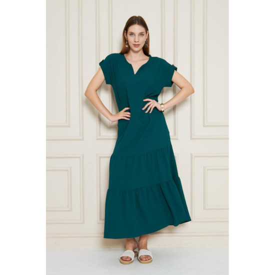 Pasaklı Giyim Kadın Apoletli Elbise Zümrüt