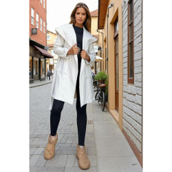 Pasaklı Giyim Balık Sırtı Kapüşonlu Kaşe Kaban 3688461  Ekru