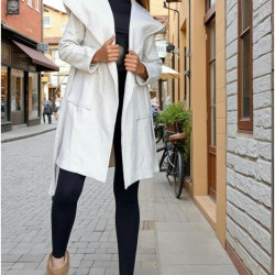 Pasaklı Giyim Balık Sırtı Kapüşonlu Kaşe Kaban 3688461  Ekru