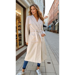 Pasaklı Giyim Kadın Kaşe Uzun Şal Yaka Palto Kaban – 3310451 Ekru