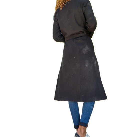 Pasaklı Giyim Kadın Kaşe Uzun Şal Yaka Palto Kaban – Siyah