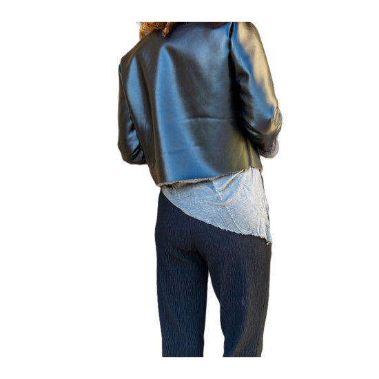 Pasaklı Giyim Kadın Deri Mont Antrasit