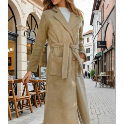 Pasaklı Giyim Kadın Kaşe Uzun Şal Yaka Palto Kaban – 3310451  Karamel