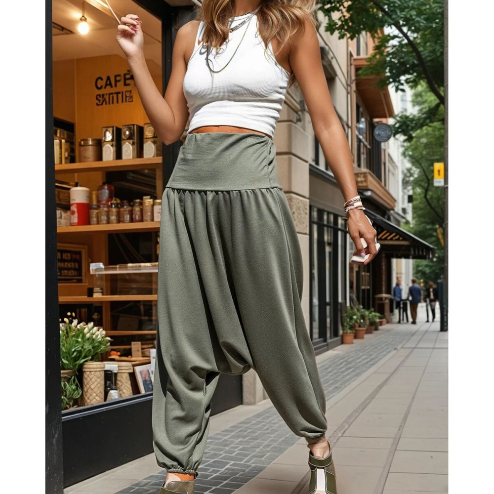 Pasaklı Giyim Kadın Viskon Otantik Şalvar, Salaşi Pantolon 3466275 Haki