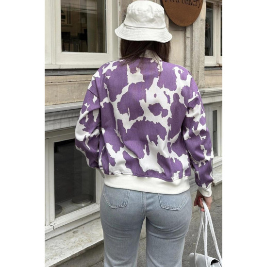 Pasaklı Giyim Kadın Bomber Mont Mor