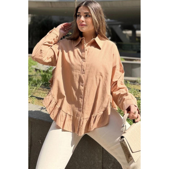 Pasaklı Giyim Kadın %100 Pamuk Gömlek Camel