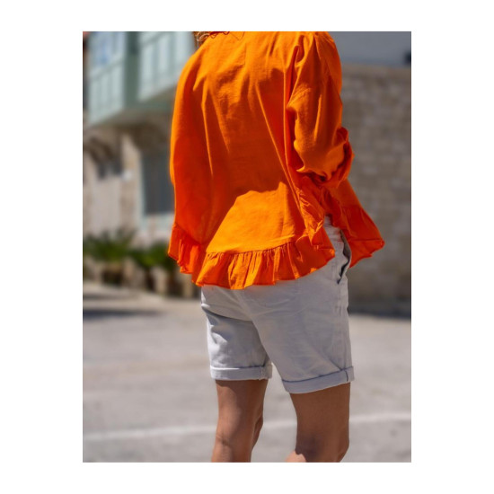 Pasaklı Giyim Kadın %100 Pamuk Gömlek Turuncu