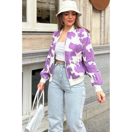 Pasaklı Giyim Kadın Bomber Mont Mor