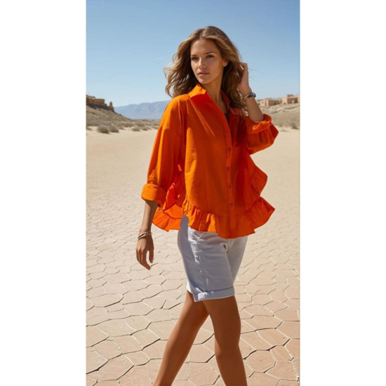 Pasaklı Giyim Kadın %100 Pamuk Gömlek Turuncu
