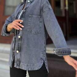 Pasaklı Giyim Kadın Kot Ceket Gömlek Kt089451 Siyah