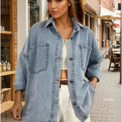 Pasaklı Giyim Kadın Kot Ceket Gömlek Kt089451 Buz Mavi