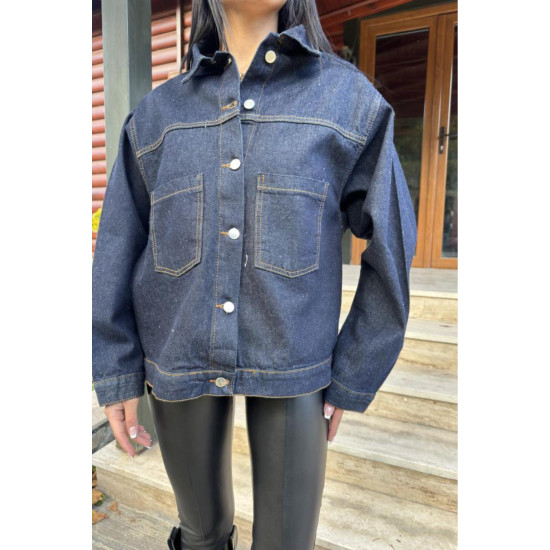 Pasaklı Giyim Kadın Kot Ceket Lacivert