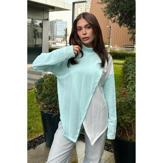 Pasaklı Giyim Kadın İki Katlı Kazak Mint