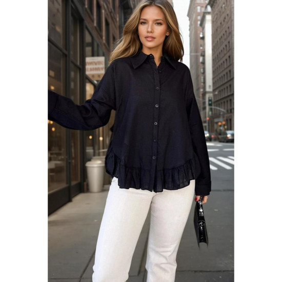 Pasaklı Giyim Kadın %100 Pamuk Gömlek Siyah