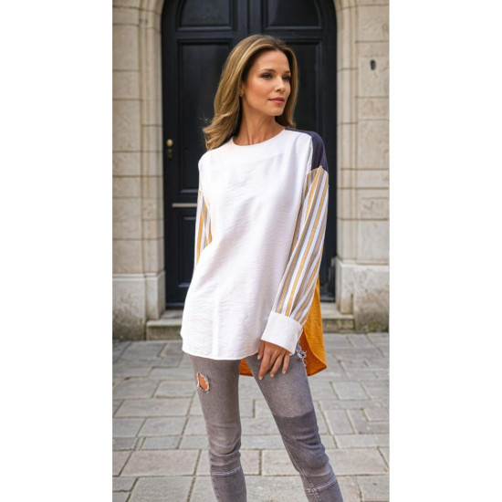 Pasaklı Giyim Kadın Uzun Kollu Oval Kesim Garnili Tunik Hardal