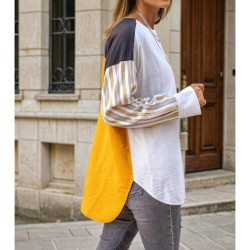 Pasaklı Giyim Kadın Uzun Kollu Oval Kesim Garnili Tunik 3314275 Hardal