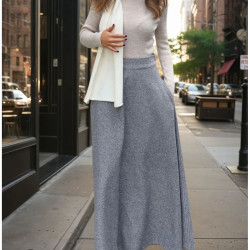 Pasaklı Giyim Kadın Kışlık Kırçıllı Kaşe Yüksek Bel Şık Uzun Kiloş Etek Antrasit 3528330