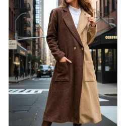 Pasaklı Giyim Kadın İki Renkli Kaşe Kaban 3320341