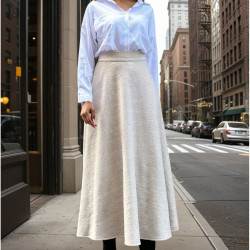 Pasaklı Giyim Kadın Kışlık Kırçıllı Kaşe Yüksek Bel Şık Uzun Kiloş Etek Vizon 3528330