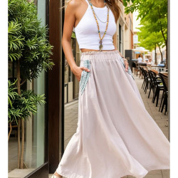 Pasaklı Giyim Kadın Kiloş Etek Hasır Cep 3389308 Taş