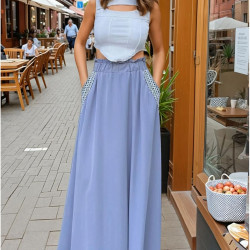 Pasaklı Giyim Kadın Kiloş Etek Hasır Cep 3389308 Gri