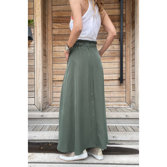 Pasaklı Giyim Kadın Kiloş Etek Hasır Cep Haki