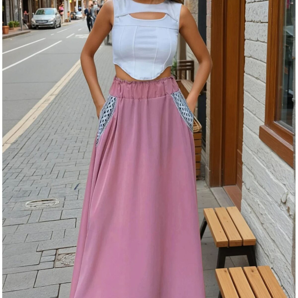 Pasaklı Giyim Kadın Kiloş Etek Hasır Cep 3389308 Pembe