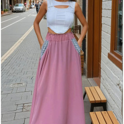 Pasaklı Giyim Kadın Kiloş Etek Hasır Cep 3389308 Pembe