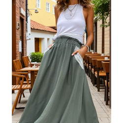 Pasaklı Giyim Kadın Kiloş Etek Hasır Cep 3389308 Haki