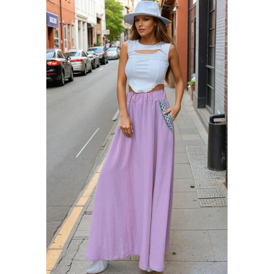 Pasaklı Giyim Kadın Kiloş Etek Hasır Cep Gül Kurusu