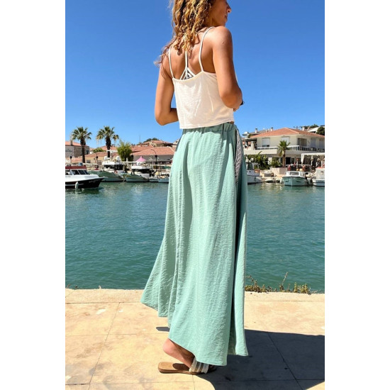 Pasaklı Giyim Kadın Kiloş Etek Hasır Cep Mint