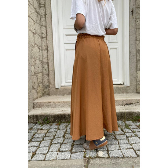 Pasaklı Giyim Kadın Kiloş Etek Hasır Cep Taba