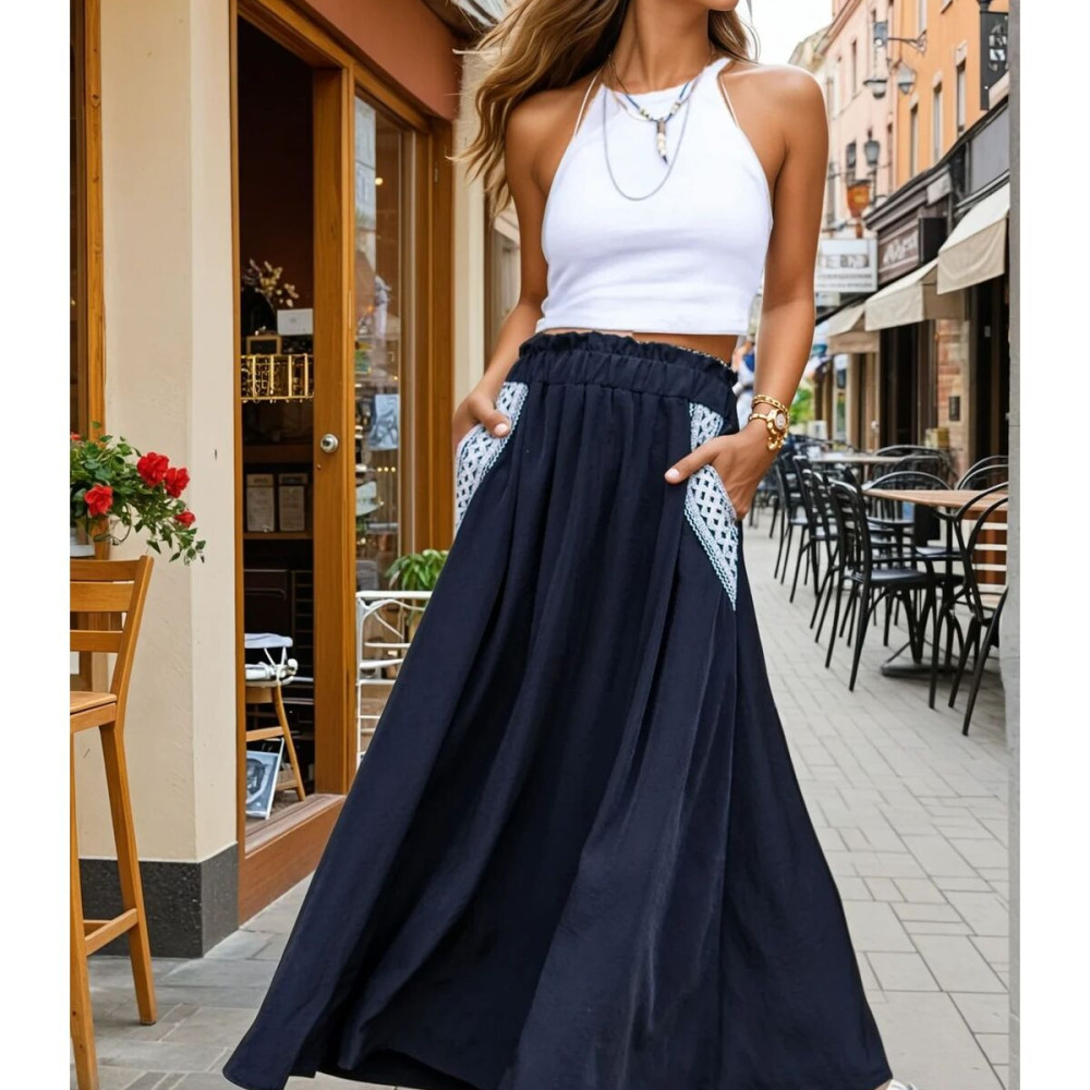 Pasaklı Giyim Kadın Kiloş Etek Hasır Cep 3389308 Siyah