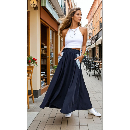 Pasaklı Giyim Kadın Kiloş Etek Hasır Cep Siyah