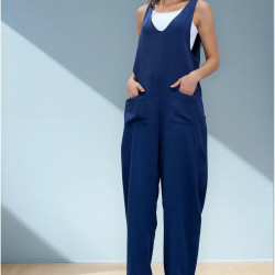 Pasaklı Giyim Kadın %100 Pamuk Müslin Tulum 3613460 Lacivert