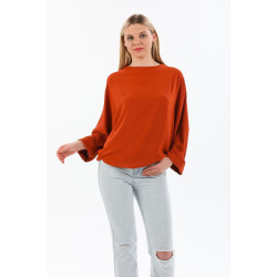 Pasaklı Giyim Kadın Yarasa Duble Kol Ekstra Oversize Bluz 2943308 Kiremit