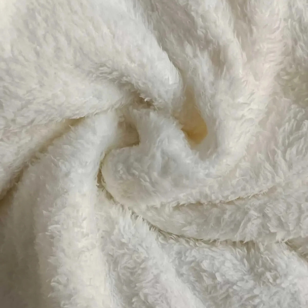 Çift Yüzlü Kırık Beyaz Welsoft Peluş Kumaş 180 Cm En