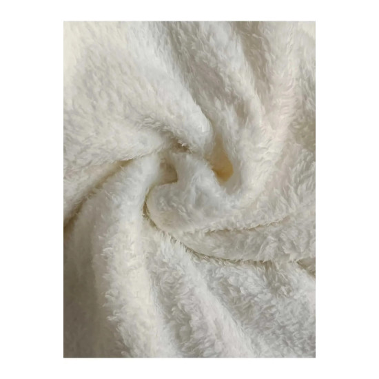 Çift Yüzlü Kırık Beyaz Welsoft Peluş Kumaş 180 Cm En