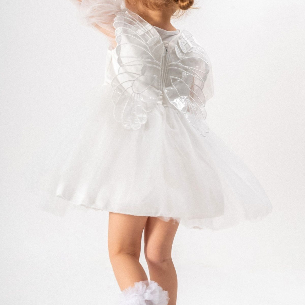 BabyAnimals Kanatlı Kız Çocuk Elbise Beyaz