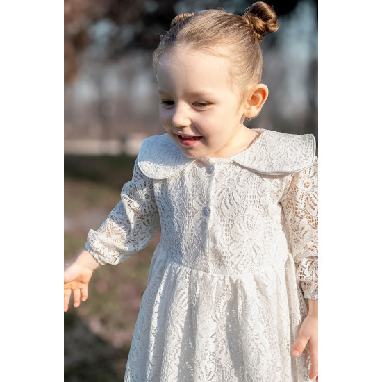 Kız Bebek Elbise Kız Çocuk Elbise Doğum Günü Parti Düğün Elbise Uzun Kol Astarlı Dantelli Bebek Giyi