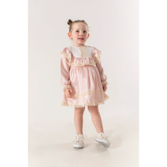 Kız Bebek Elbise Kız Çocuk Elbise Doğum Günü Parti Düğün Elbise Astarlı saten uzun kol