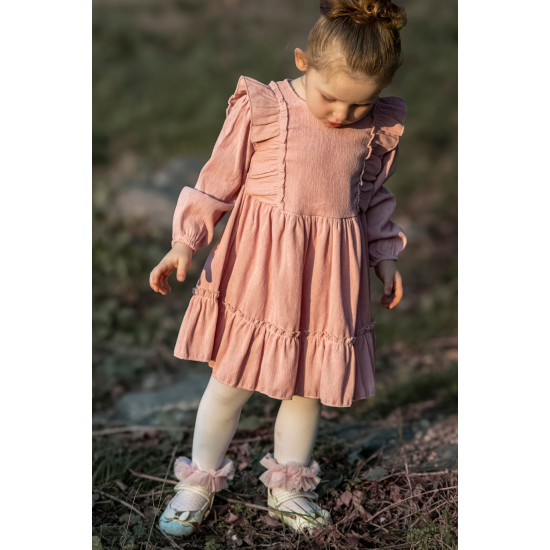 Kız Bebek Elbise Kız Çocuk Elbise Doğum Günü Parti Düğün Elbise Uzun Kol Bebek Giyim